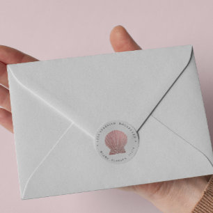 Elegant ROSE GOLD SEASHELL coastal Return address Classic Round Sticker
