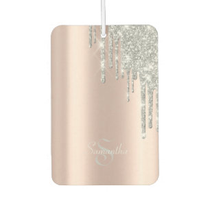 Elegant Rose Gold, Silver Glitter Drips Air Freshener