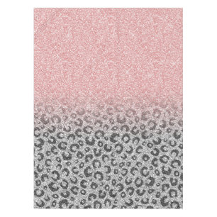  Elegant Rose Gold Silver Glitter Leopard Print Tablecloth