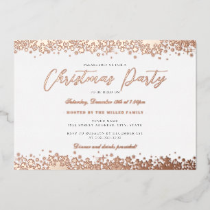 Elegant Rose Gold Snowflake Christmas Party