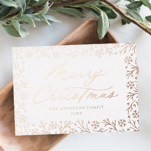 Elegant Rose Gold Snowflake Non-Photo Foil Holiday Card