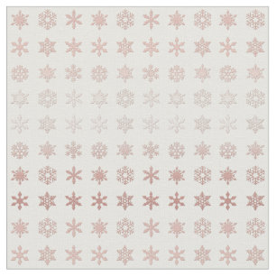 Elegant Rose Gold Snowflakes Patterned White  Fabric