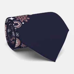 Elegant rose gold snowflakes winter design tie