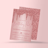 Elegant Rose Gold Sparkle Glitter Drips Birthday