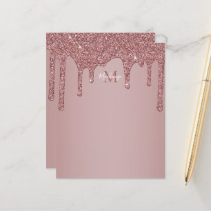 Elegant Rose Gold Sparkle Glitter Drips Monogram