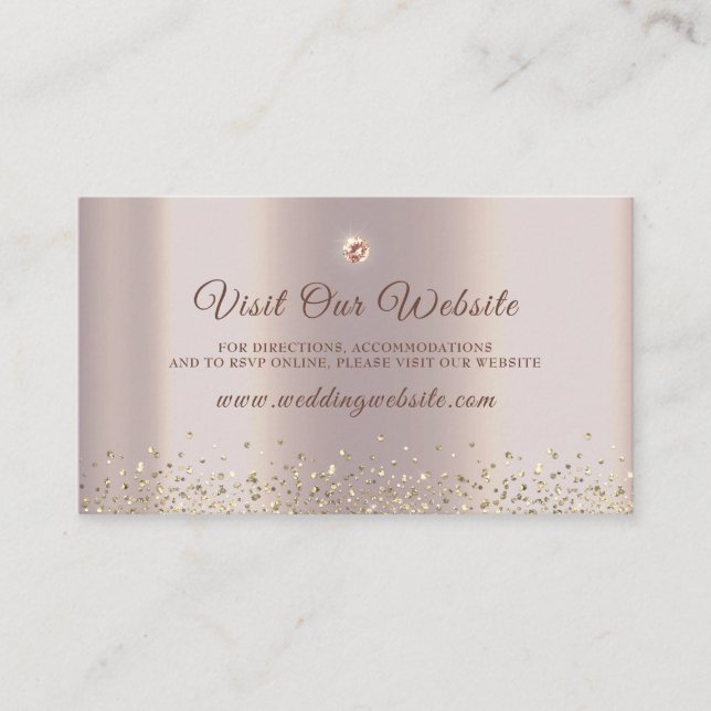 Elegant Rose Gold Sparkle Glitter Foil Enclosure Card (Front)