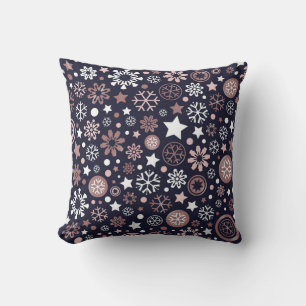 Elegant rose gold sparkling metallic snow throw pillow
