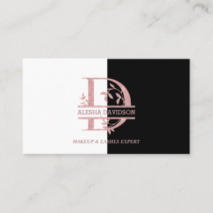 Elegant Rose Gold Split Custom Monogram Letter D Business Card