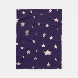elegant rose gold stars on a purple background fleece blanket