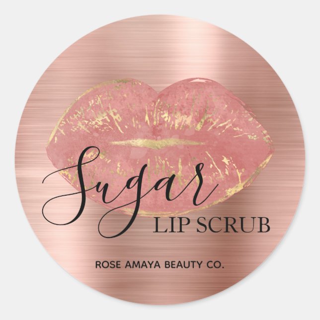 Élégant Rose Gold Sugar Lip Scrub Étiquette de pro (Devant)