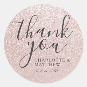 Elegant Rose Gold Thank You Wedding Round Sticker