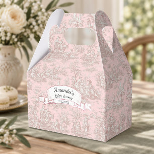 Elegant Rose Gold Toile de Jouy Monogram Gift Favor Box