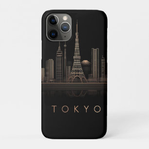 Elegant Rose Gold Tokyo City Skyline Illustration iPhone 11 Pro Case