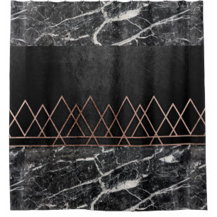 Elegant Rose Gold Triangles & Black & White Marble