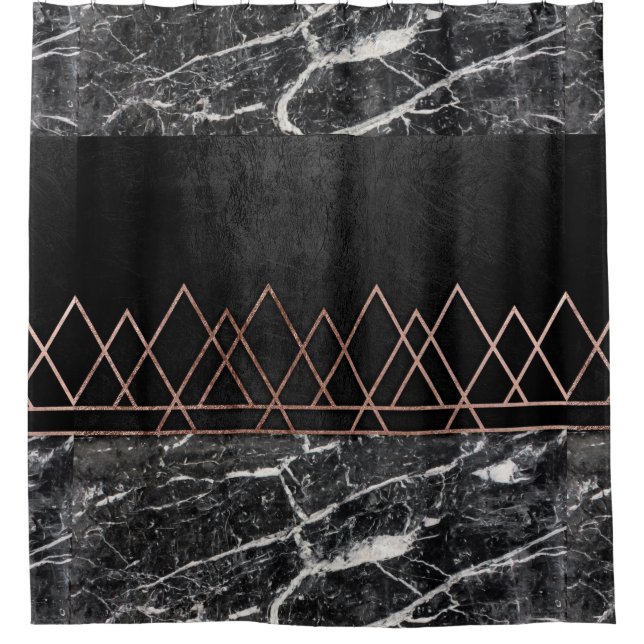 Elegant Rose Gold Triangles & Black & White Marble (Front)