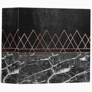 Elegant Rose Gold Triangles & Black & White Marble Binder