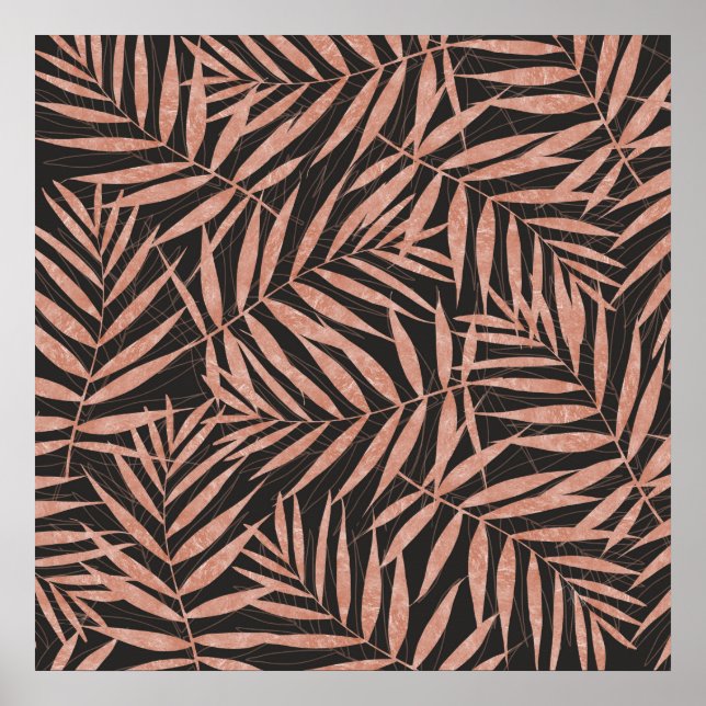 Elegant rose gold Tropical leaves Poster (Front)