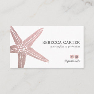 Elegant ROSE Gold Tropical Starfish Beach Coastal Business Card