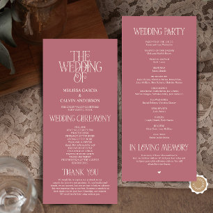 Elegant Rose Gold Typography Wedding Program
