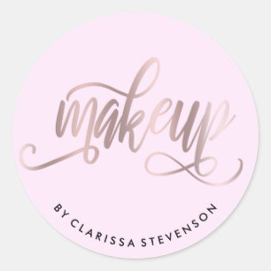 Elegant rose gold & violet purple makeup artist classic round sticker