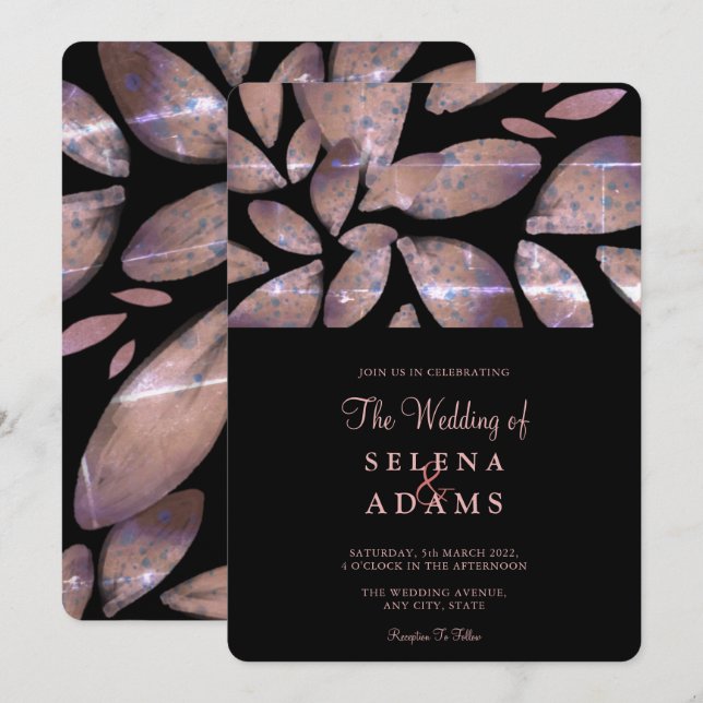 Elegant Rose gold Watercolor Foliage Wedding Invitation (Front/Back)