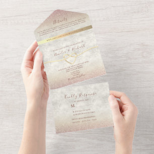 Elegant Rose Gold Wedding All In One Invitation