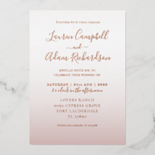 Elegant Rose Gold  Wedding Foil Invitation