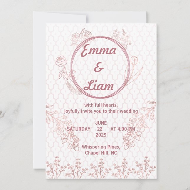 Elegant Rose Gold Wedding Invitation – Minimalist  (Front)
