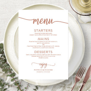 Elegant Rose Gold Wedding Menu Card