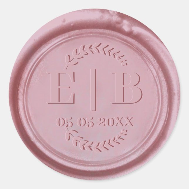 Elegant Rose Gold Wedding Monogram Sticker (Front)