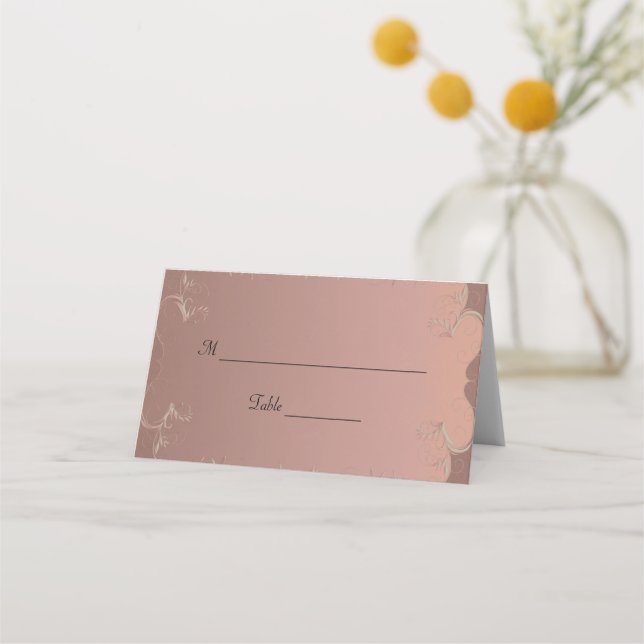Elegant Rose Gold Wedding Place Card (Front)