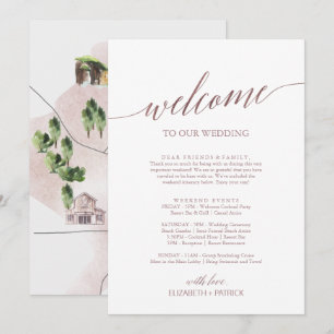 Elegant Rose Gold Welcome Letter Itinerary & Map