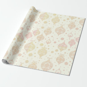 Elegant Rose Gold White Christmas Ornaments Wrapping Paper