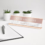 Elegant Rose Gold White Grey Marble Modern Custom Desk Name Plate<br><div class="desc">Customize this Elegant Minimalist Desk Name Plate designed in modern stylish Faux Rose Gold in combination with White Grey Marble. Please note that the rose gold is a color print and is not an actual metal. Also is the white grey marble a color print and is not an actual marble....</div>