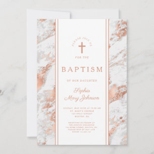 Elegant Rose Gold & White Marble Virtual Wedding I Invitation