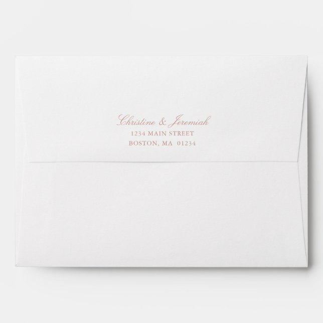 Elegant Rose Gold White Wedding Return Address Envelope (Back (Top Flap))