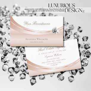 Elegant Rose Gold White with Sparkling Diamond  Business Card