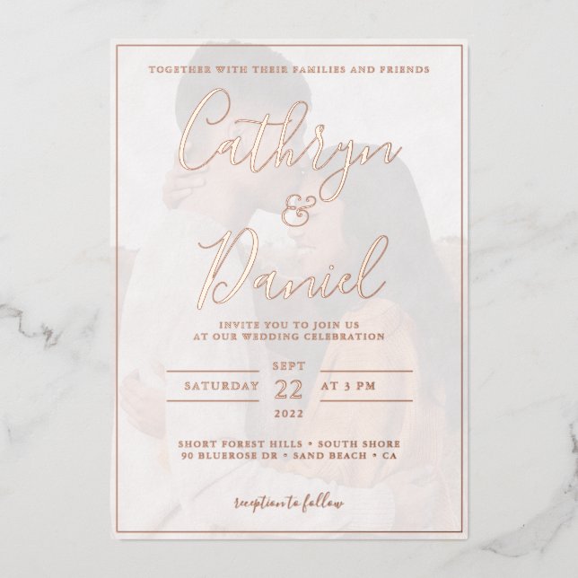 Elegant Rose Gold with Photo wedding (Front)