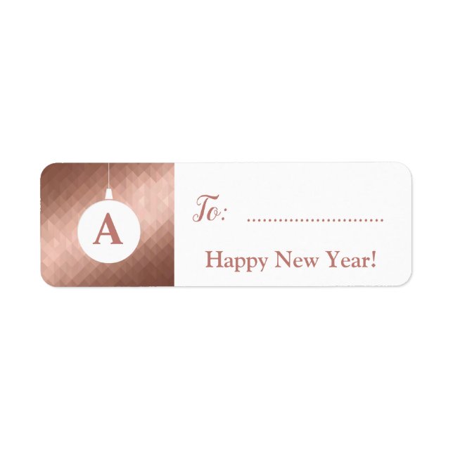 Elegant rose gold xmas ball monogram gift tag (Front)
