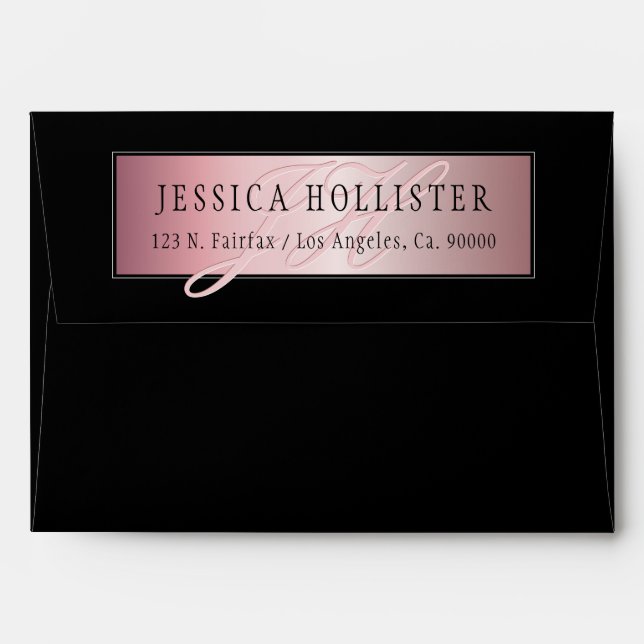 Elegant Rose Gold | Your Name & Address (on back) Envelope (Back (Top Flap))