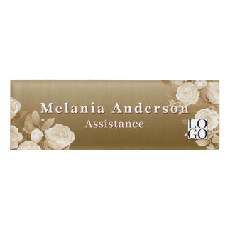 Elegant Rose Gradient Shine Brown Name Tag