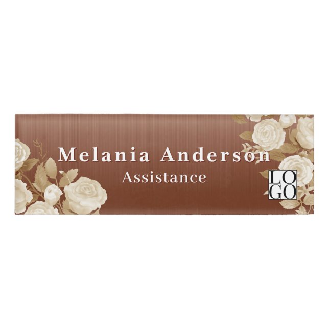 Elegant Rose Gradient Shine Copper Name Tag (Front)