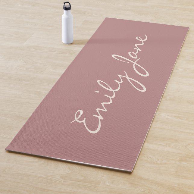Elegant Rose Handwritten Script Name Custom  Yoga Mat (In Situ)