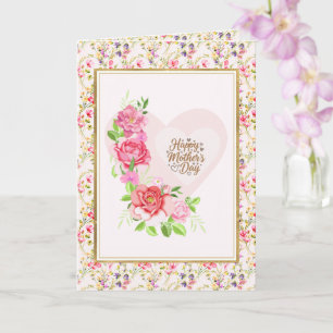 Elegant Rose Heart Happy Mother’s Day Card