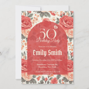 Elegant Rose Inspired 20Th Birthday Invitation