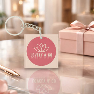 Elegant Rose & Ivory Salon Business Promotional  Keychain