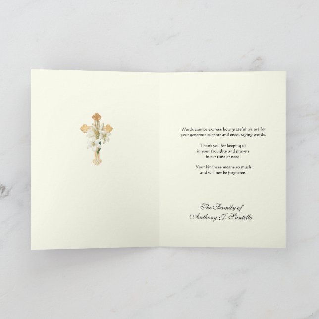 Élégant Rose Jésus Condolence chrétienne Merci (Intérieur)