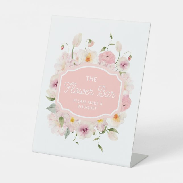 Élégant rose La Barre Fleur Panneau Piédestal (Recto)