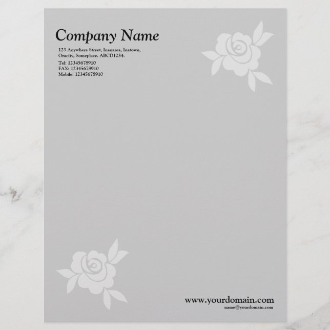 Elegant Rose - Light Grey Letterhead (Front)