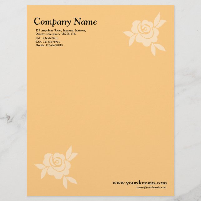 Elegant Rose - Light Orange Letterhead (Front)